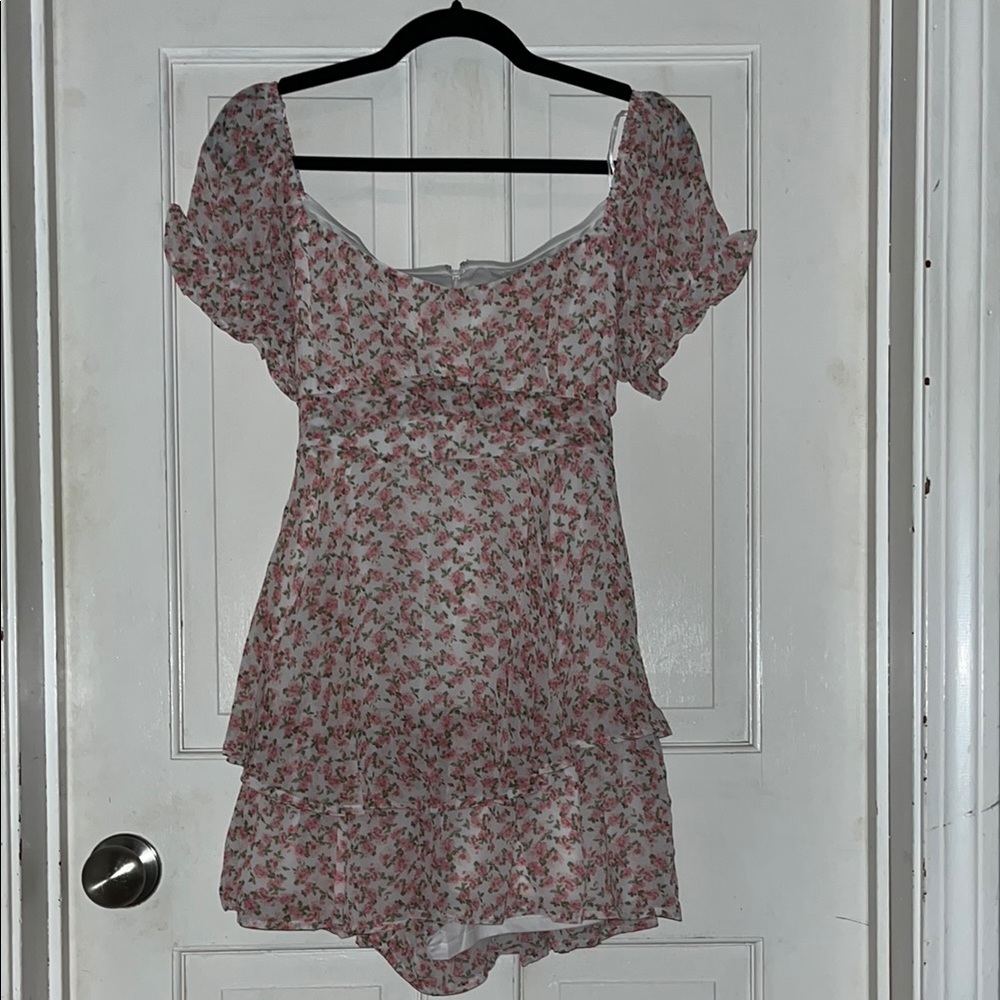 Francesca's Collections Pink Floral Romper